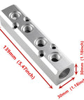 Heavy Duty Aluminum Pneumatic 4 Way Manifold Air Distribution Block With Two Half Inch Inlets And Two Quarter Inch Outlets, 18mm