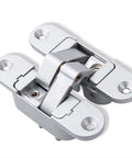 Three Dimensional Invisible Door Hinge Kit For Wooden Doors With 180 Degree Inside And Outside Swing Hidden Gold Finish Right Hand Open Built To Last Heavy Duty 59KG Load Durable High Strength Aluminum Alloy For Smooth Quiet Operation, shown in a folded position.