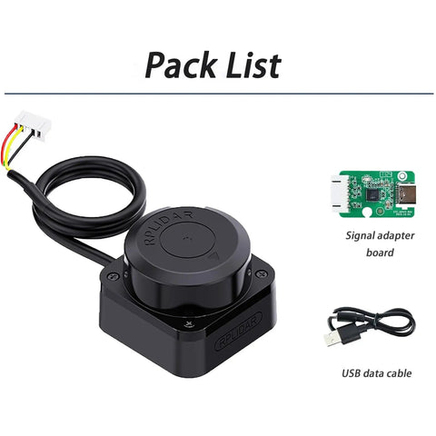 Pack List of Next Level 360 Degree LiDAR Sensor Built For Robot Navigation And SLAM With 12m Range And 5000 Samples Per Second Via UART 5V Power