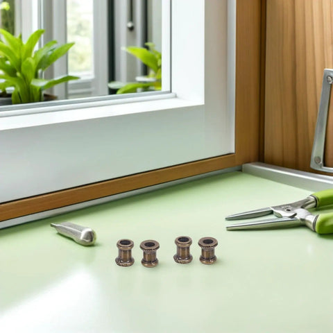 4 zinc alloy lamp couplers on work surface, Legit 4 Pack Heavy Duty Gold Metal Lamp Pipe Coupler Adapter Connects Fixture Threads Perfectly For Your Next Sick DIY Lighting Projects With Heat Resistant Zinc Alloy Build Holds Tough So You Can Skip The Tools Get It Done Right No Sweat