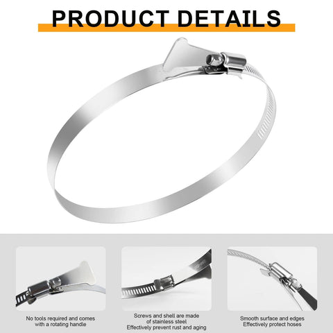 Beefy 4 Inch Dryer Vent Clamp Made From 304 Stainless Steel Worm Gear Hose Clamp Adjustable 91 114mm Key Type Clamps For Dryer Vent Ductwork