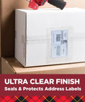 Ultra Clear Packing Tape With Dispensers For A Tight Seal, Heavy Duty, sealing package on box with label visible