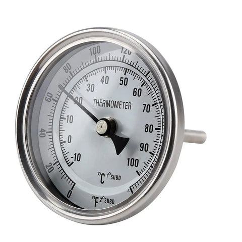 3 Inch Dial Kettle Thermometer With 2 Inch Probe Half NPT Stainless Steel Dual Scale Fahrenheit Celsius For Home Brewing No Fuss Quick Install On Your Brew Pot Food Safe Temperature Gauge, stainless steel dial