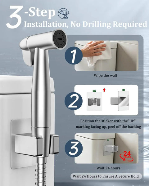Handheld Bidet Sprayer With Water Filter And Adjustable Pressure Stainless Jet Spray 47 Inch Leak Proof Hose for toilet installation