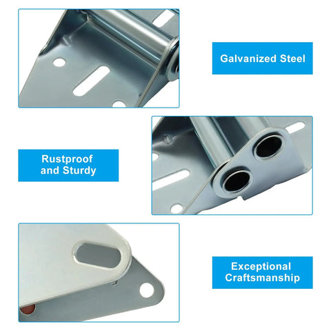 Beefy Heavy Duty Garage Door Hinges 14-Gauge Steel With Galvanized Finish Direct Replacement Pair Durable Rust-Resistant Hinges For Sturdy Door Support Ideal For Heavy Doors And Quick Easy Install, galvanized steel hinge close-up