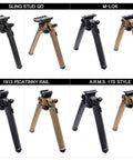 Rifle Bipod Gun Rest For Hunting And Target Shooting, MLOK Compatible, Ultralight Mil Spec Aluminum With Durable Polymer Feet