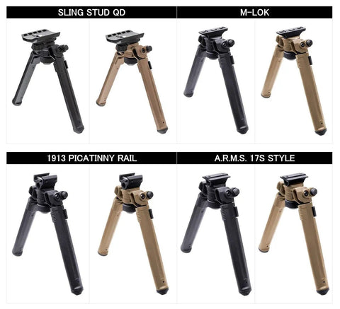 Rifle Bipod Gun Rest For Hunting And Target Shooting, MLOK Compatible, Ultralight Mil Spec Aluminum With Durable Polymer Feet