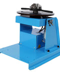 Heavy Duty Rotary Welding Positioner With Sturdy Three Jaw Chuck And Smooth Zero To Ninety Degree Tilt For No Sweat Seam Welding Runs, blue frame, sturdy base.