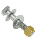 Close-up of Heavy Duty Marine Jack Plate Bolt Kit with one half inch by two and three quarters inch fine thread bolts and lock nuts.