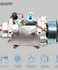 Heavy Duty AC Compressor For Honda Civic And CRV 2.4L 2007 To 2015 showing aluminum casing with electrical connectors and pulley.