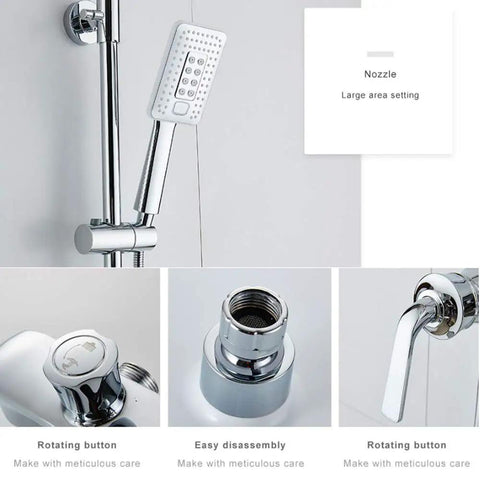 UMJIGF Shower System with Cold and Hot Water Wall Mounted Shower Faucet Set with handheld shower nozzle and controls.