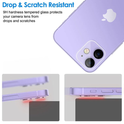 Camera Lens Protector For iPhone 11 6.1 Inch And iPhone 12 Mini 5.4 Inch, 9H Tempered Glass showing drop and scratch resistance