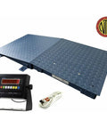 Heavy Duty Digital Floor Scale 24 By 24 Inch With Side Ramp For Pallet Jacks 5000 Lb Capacity commercial platform with display and cables.