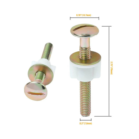 Toilet Seat Screws And Hinges Kit 2 Pack Heavy Duty Steel Bolts Nuts With Plastic Nuts And Metal Washers For Top Mount Toilet Seats