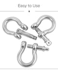 Heavy Duty Marine Grade Stainless Steel Chain Shackles Built Like A Tank To Handle 1400 Pound Rated Capacity Screw Pin Anchor Rigging Hardware Rust Proof Pair, close-up view.