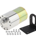 12V DC High Torque Gear Motor With Eccentric Output Shaft For Smooth Oscillation And Vibration, Beefy 5 RPM Low Speed Drive, 37GB520 Gearbox Reduction, Durable Mounting Bracket Included For DIY Robotics And Projects, 6mm D shaft, bracket and bolts