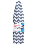 Padded Ironing Board Cover And Pad For Standard 15x54 Size With Heat Reflective Coating in grey and white lattice design