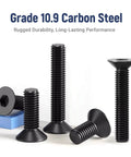 20 Pcs No 8-32 Flat Head Socket Cap Screws Pro Grade Beefy Alloy Steel 10.9 Countersunk Bolts with Allen Hex Drive