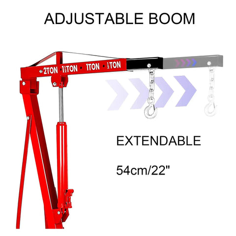 Heavy Duty 2 Ton Hydraulic Engine Hoist Cherry Picker Shop Crane adjustable telescopic boom with hooks for garage use