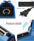 12 Inch Manual Heat Sealer For Plastic Bags Sealing Machine No Warm Up Lightweight Handheld Bag Sealer, indicator light, plug