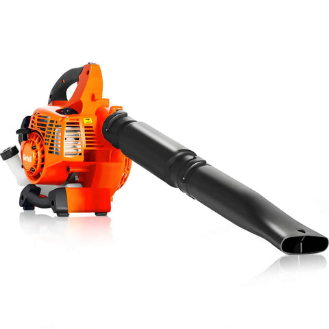 Powerful 26Cc Gas Leaf Blower With 180 MPH Air Flow And 380 CFM, Handheld Yard Cleanup Tool, bright orange with black nozzle