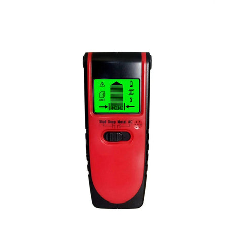 Top Notch Three In One Wall Scanner And Heavy Duty Stud Finder With Crisp LCD Screen showing detection settings.