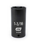 Single socket from 39 Piece Half Inch Drive 6 Point Impact Socket Set Standard And Deep SAE Black Oxide Finish Off Corner Loading