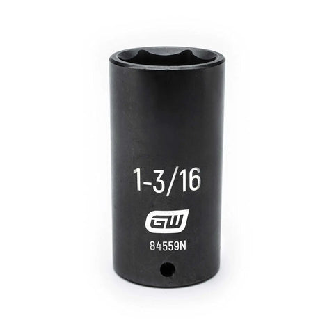 Single socket from 39 Piece Half Inch Drive 6 Point Impact Socket Set Standard And Deep SAE Black Oxide Finish Off Corner Loading