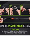 Step-by-step installation of 33 Inch Fiberglass Electrical Fish Tape Kit With Glow Rods, Includes 10 Rods At 3/16 Inch Diameter.