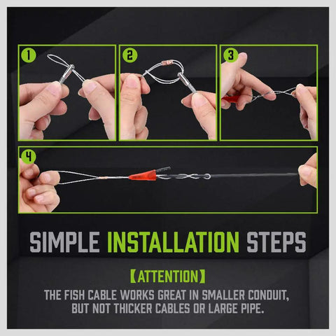 Step-by-step installation of 33 Inch Fiberglass Electrical Fish Tape Kit With Glow Rods, Includes 10 Rods At 3/16 Inch Diameter.