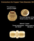 2 Pack Copper Pipe Extension Joint Connectors For Air Conditioning Lines Quick Connect Flare Nut Adapters For Three Eighths Inch And One Quarter Inch Copper Tubes No Weld DIY Friendly HVAC Piping Tighten With Wrench Durable And Reliable brass thread specifications