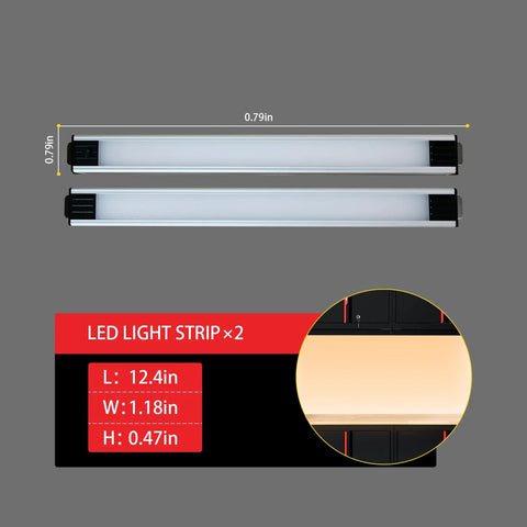 LED lights detail for Preassembled Garage Storage Cabinet Set With LED Lights 6 Piece Workshop Organizer In Black And Red.