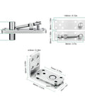 Hidden Door Hinge Stainless Steel Pivot Hinge For Secret Doors Bookcase And Shelf 600 Lbs Load Bearing 180 Degree Rotation shown in dimensions