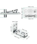 Dimensions and components of Beefy Heavy Duty Hidden Door Hardware for Wood Secret Door Bookcase with 600 Pound Load and 180 Degree Rotation.