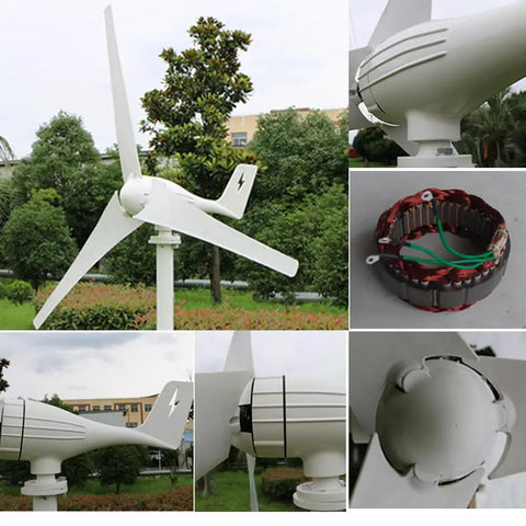 800W Wind Turbine With 5 Blades, Works On 12V 24V Or 48V Systems, Smart MPPT Charge Controller, Lightweight Aluminum Housing