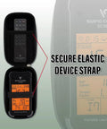 Interior view of SC200 Swing Caddie Pouch Carrying Case With Zippered Main Compartment And Separate Remote Pocket, holding a device.