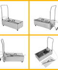 Heavy Duty Mobile Fryer Oil Filter Cart 370W 55 Gallon stainless steel filtration system with pump and wheels showing multiple angles.