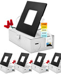 Ultra Thin 3 Inch Square LED Recessed Light Kit With J Box 8W Dimmable Downlights Five Color Temperatures 2700K 3000K 3500K 4000K 5000K Black Trim IC Rated Energy Star 4 Pack showing black trim and J-Box components