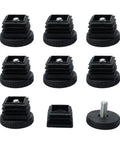 Set of eight square 40mm by 40mm leveling feet inserts for sofa legs; adjustable furniture levelers with non-slip glide pads.