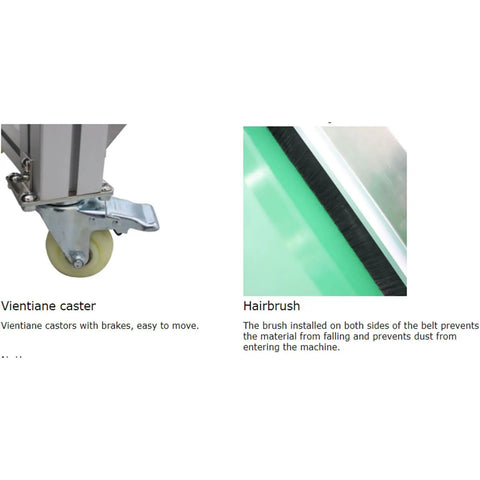 Electric PVC Belt Climbing Conveyor Built Tough For Industrial Use, caster with brakes and side brush for material handling.