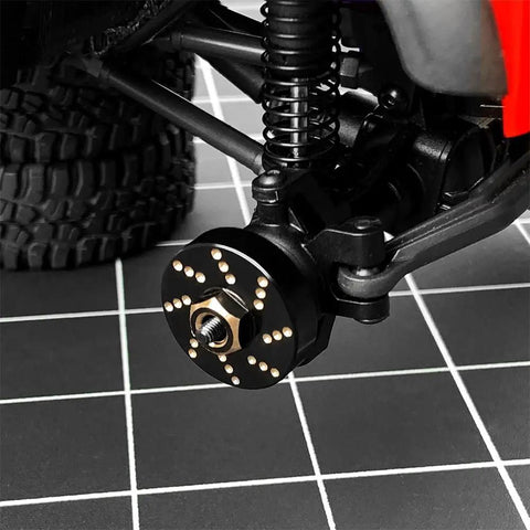 Mounted 4Pcs 58g Brass Wheel Weights with 7mm Hex Hub Extended Spacers for 1/18 RC Crawlers TRX4M on tire