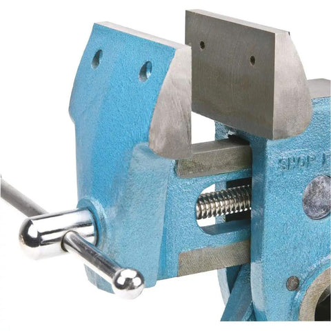 Parrot Vise D3125 Heavy Duty Tabletop Vise For Woodworking Precise Locking With Quick Release Benchtop Mount Blue Metallic Finish Built For DIY Projects Crafting Sessions And Small Woodworking Tasks, blue tabletop vise close-up