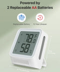 WiFi Thermometer Hygrometer With LCD Display, Three Sensors And Base Station, 2.4 GHz Compatible, Real Time Temperature And Humidity Monitoring, Smart App Alerts And Local Alarm Notifications, white 3 in unit on stand