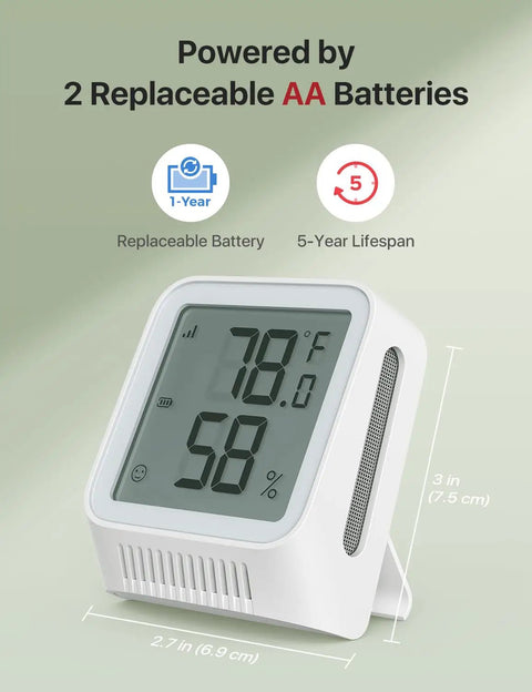 WiFi Thermometer Hygrometer With LCD Display, Three Sensors And Base Station, 2.4 GHz Compatible, Real Time Temperature And Humidity Monitoring, Smart App Alerts And Local Alarm Notifications, white 3 in unit on stand