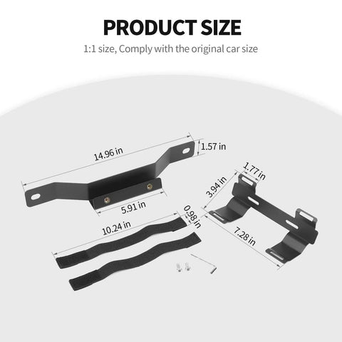 Dimensions and components of Under Seat Fire Extinguisher Bracket Mount for Dodge Ram Trucks 2009 Through 2017.