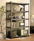 Hulking Five Tier Adjustable Steel Storage Rack With Two Thousand Pound Capacity Hardcore Garage Basement Warehouse Tool Workhorse And Multi Purpose Home Shelving Solution in living room with decor items.