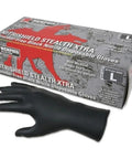 Heavy Black Nitrile Work Gloves With Six Mil Thickness And Textured Grip For Mechanics, size large, single glove displayed.