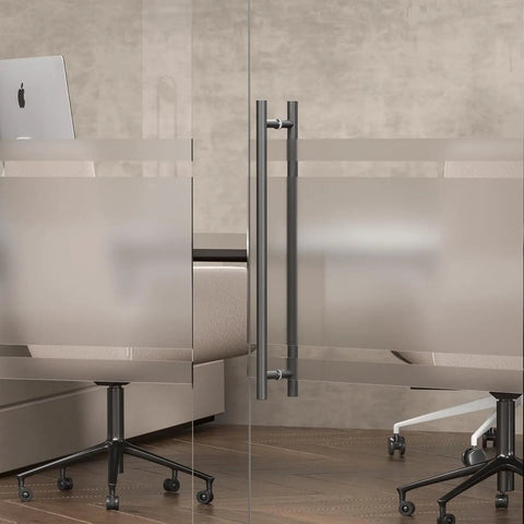 36 Inch Push Pull Door Handle Beefy Double Sided Long Barn Door Pull Handle Heavy Duty 304 Stainless Steel For Wood Glass And Metal Doors Ideal For Home Office And Commercial Use Round Bar on glass office door
