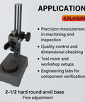 Comparator Stand With A Two And A Half Inch Hard Round Anvil Base, Fine Adjustment, Adjustable Tilt, Rock Solid Cast Iron Base, Textured Platform For Secure Specimens, Versatile Durable, Includes Wooden Box, side view for inspection