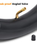 Close-up of Heavy Duty 16x2.50 Replacement Butyl Inner Tube with Bent CR202 Valve, leak-proof angled valve, for 16 inch wheels.